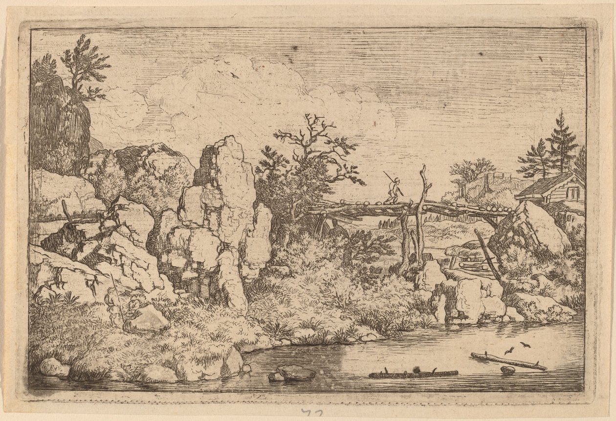 Zwei Baumstämme im Wasser, wahrscheinlich um 1645-1656 von Allart van Everdingen