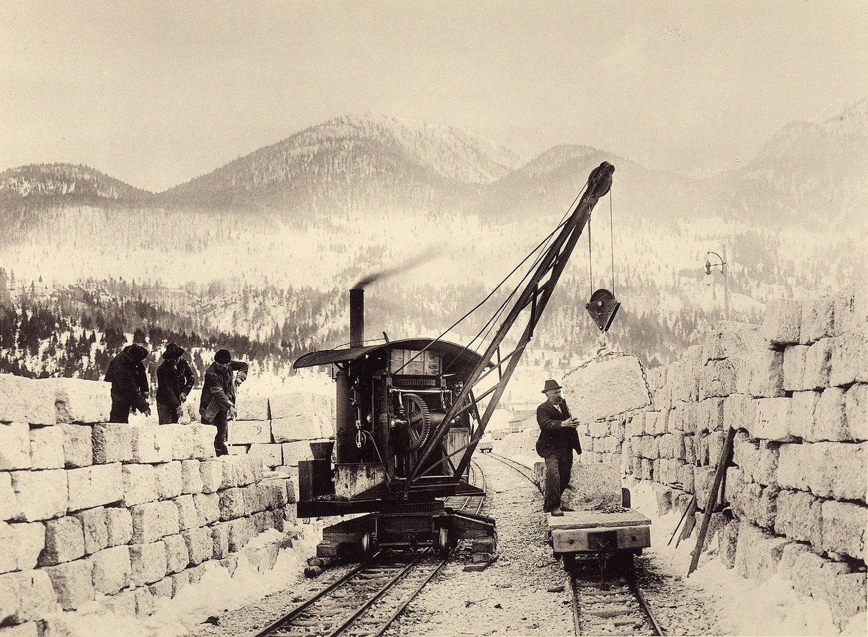 Bau der Worcheiner Tunnel, begonnen 1897. Foto 1905 von Alois Beer