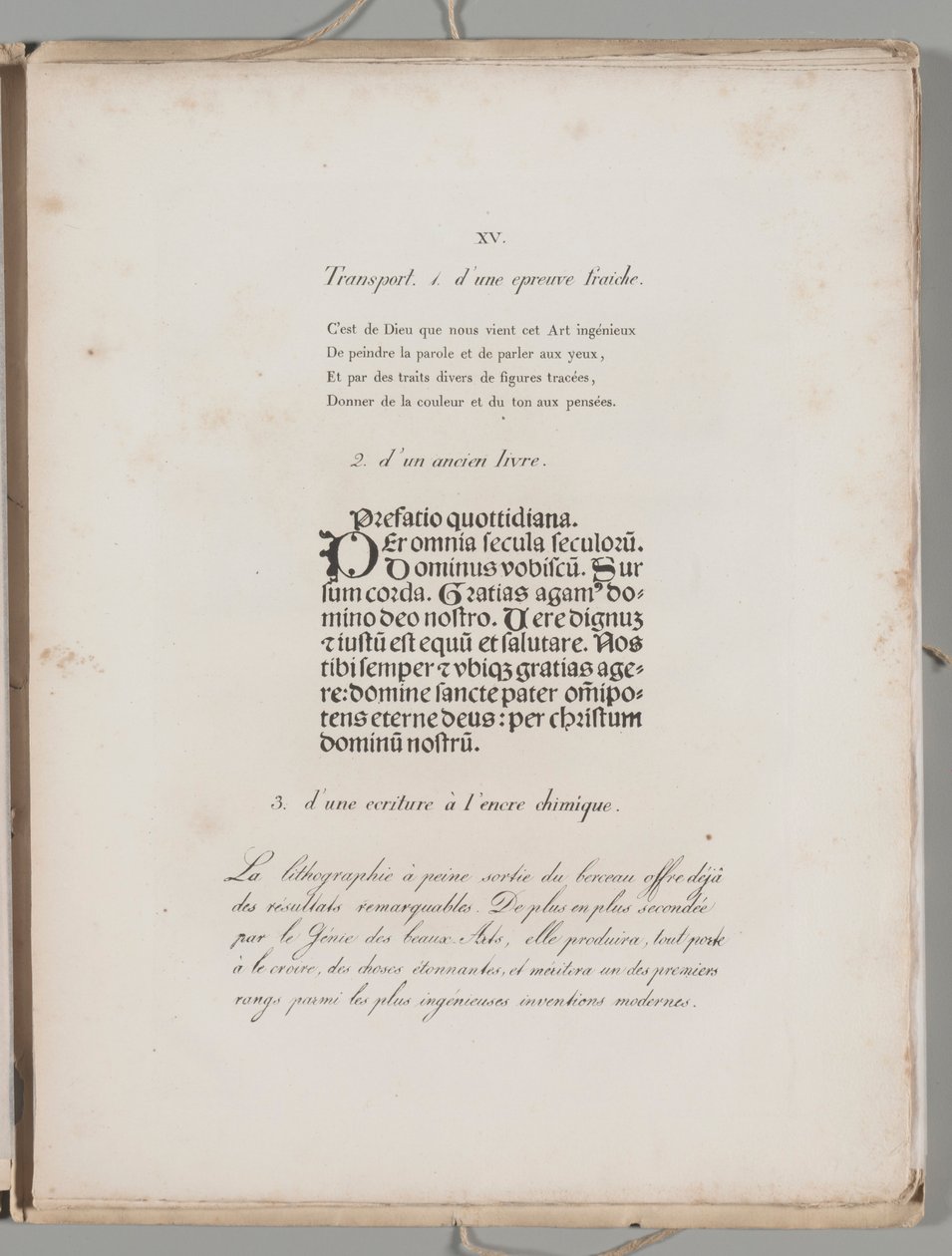 Die Kunst der Lithographie: Buchstaben drucken, Platte XV von Alois Senefelder