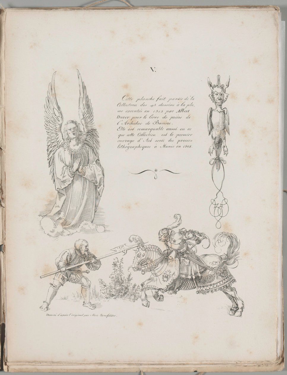 Kunst der Lithographie: Drei Entwürfe aus Dürers Gebetbuch, Platte V von Alois Senefelder