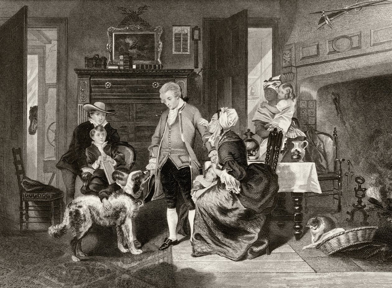 George Washington hört, wie seine Mutter ihn überzeugt, nicht als Midshipman zur See zu fahren, aus 