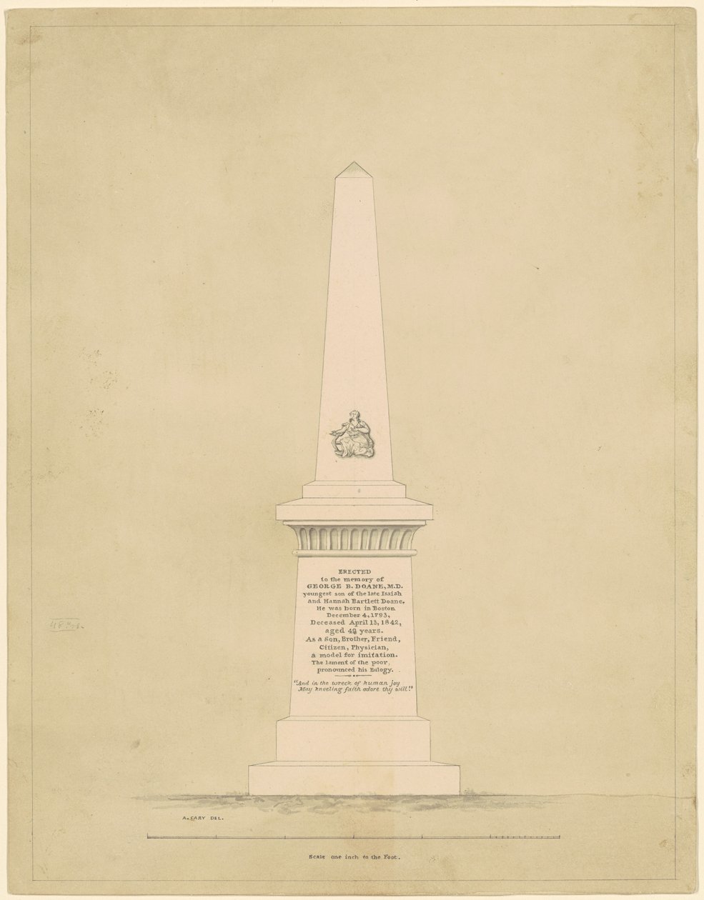Entwurf für ein Denkmal in Erinnerung an George B. Doane von Alpheus Cary