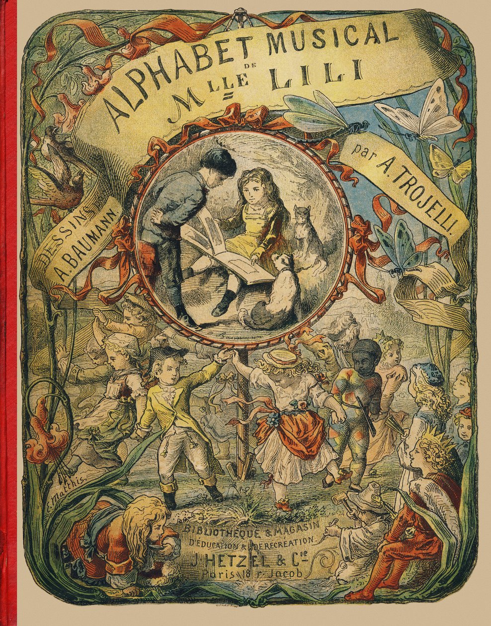 Couverture - Gravur aus dem Alphabet musical de Mlle Lili, von Angelino Trojelli (18..-1916). Bibliothèque & Magasin d