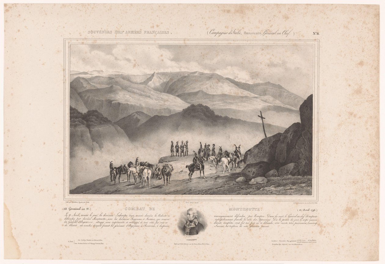 Soldaten am Vorabend der Schlacht bei Montenotte und Porträt von Amédée Emmanuel François Laharpe von Alphonse Bichebois