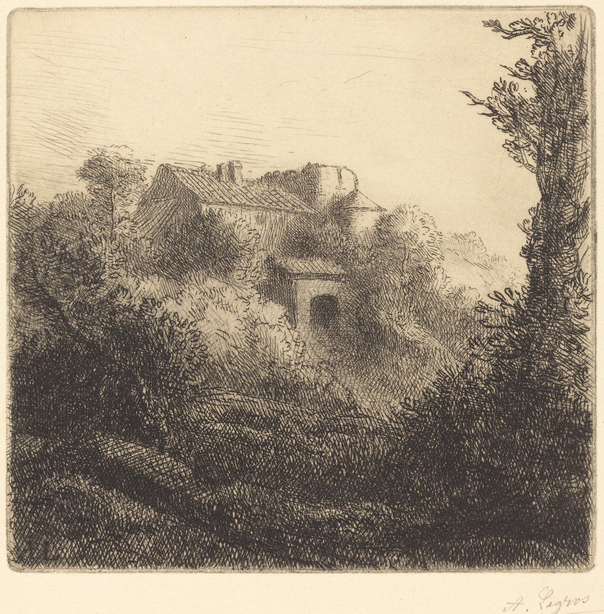 Bauernhof auf einem Hügel von Alphonse Legros