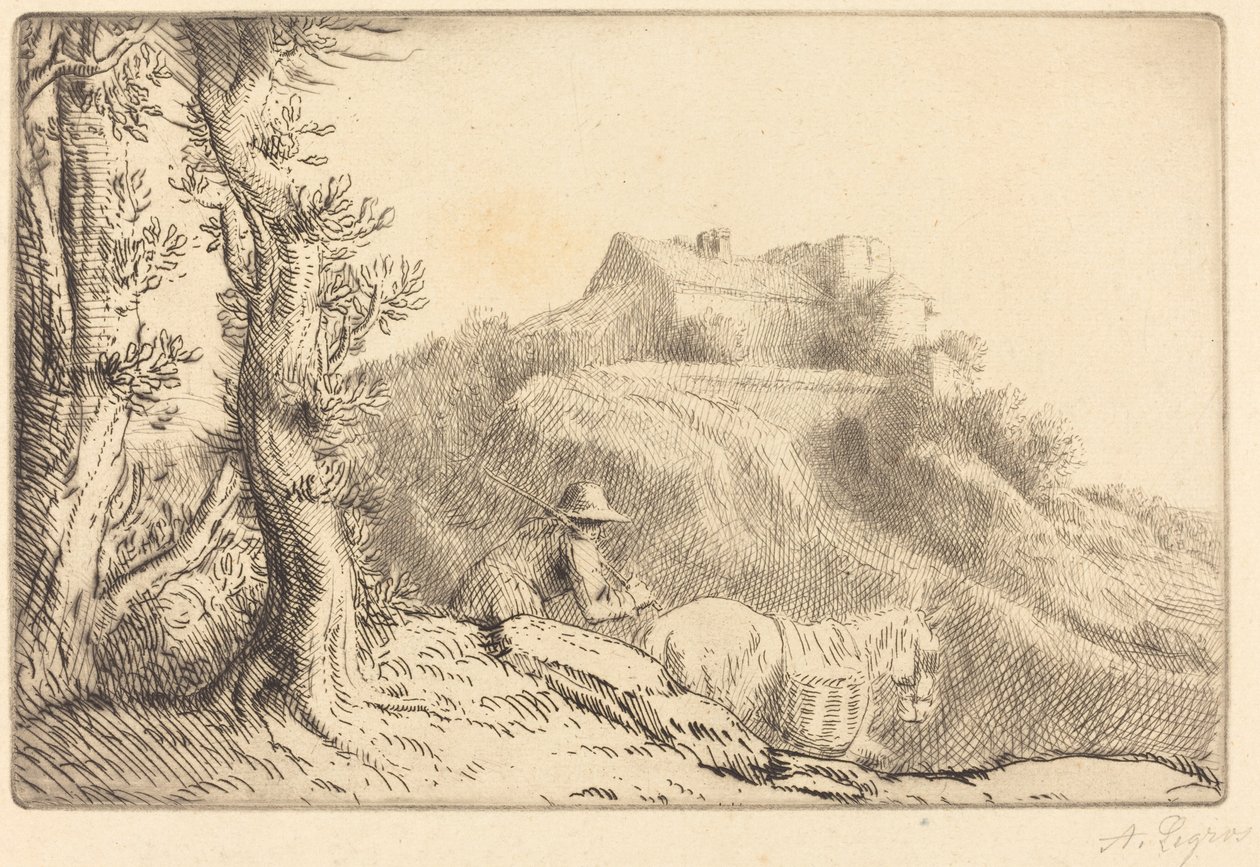 Bauernhof auf einem Hügel von Alphonse Legros