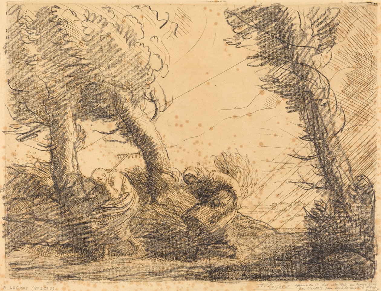 Erntende überrascht vom Sturm von Alphonse Legros