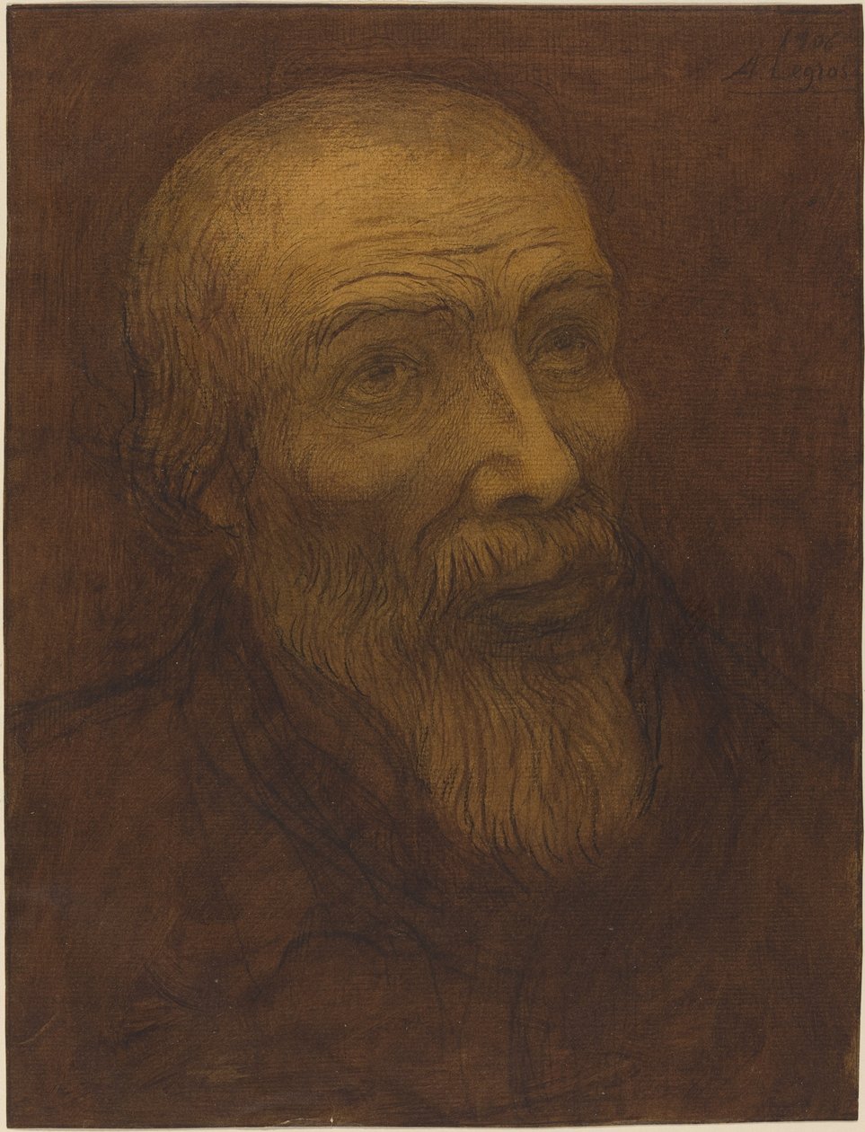 Kopf eines glatzköpfigen Mannes mit Bart von Alphonse Legros