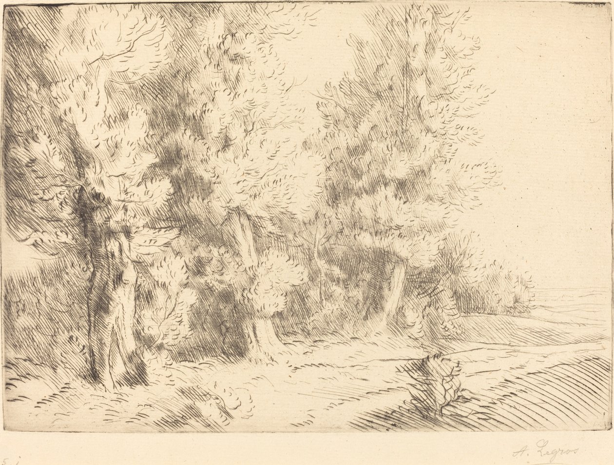Im Wald von Fontainebleau Dans la foret de Fontainebleau von Alphonse Legros