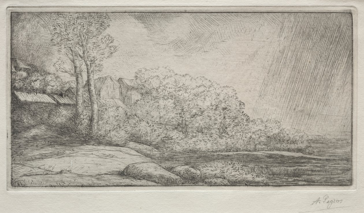Landschaft mit zwei Bäumen von Alphonse Legros