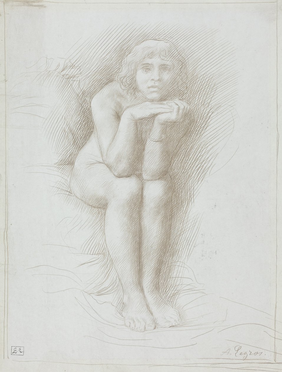 Sitzendes Aktmodell von Alphonse Legros