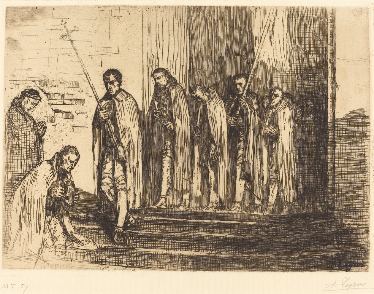 Prozession verlässt eine Kirche von Alphonse Legros