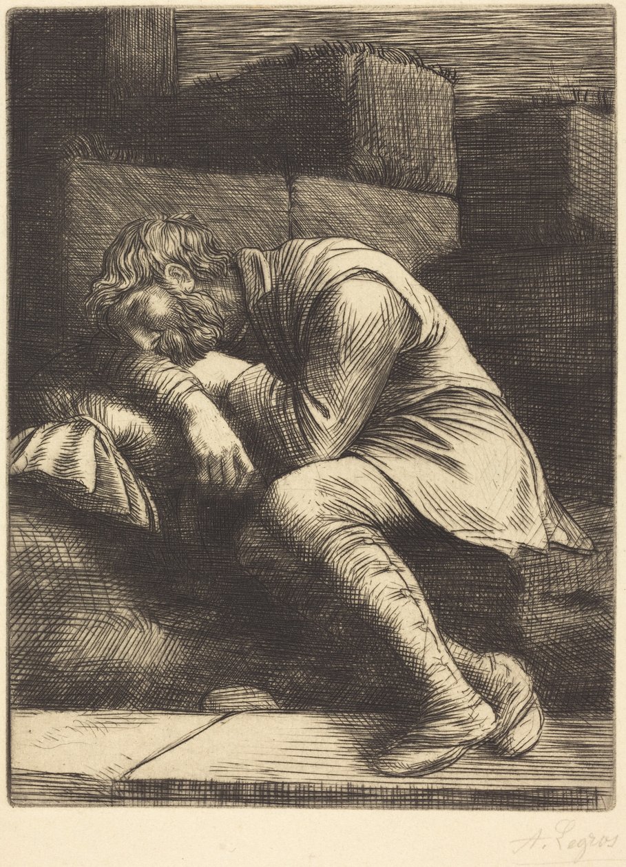 Schlafender Bettler (Mendiant endormi) von Alphonse Legros