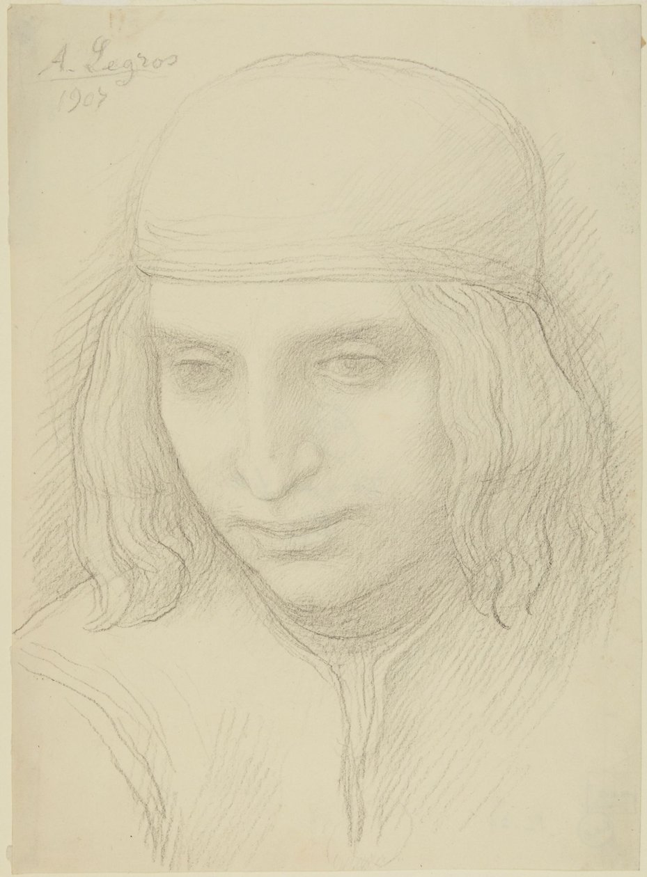 Kopf eines jungen Mädchens von Alphonse Legros