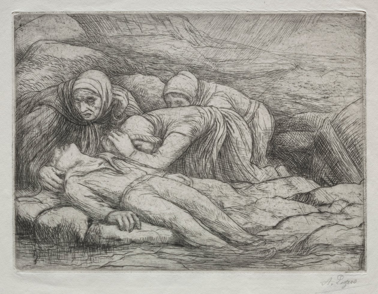Triumph des Todes: Der Tod bei einer Familie von Seeleuten von Alphonse Legros