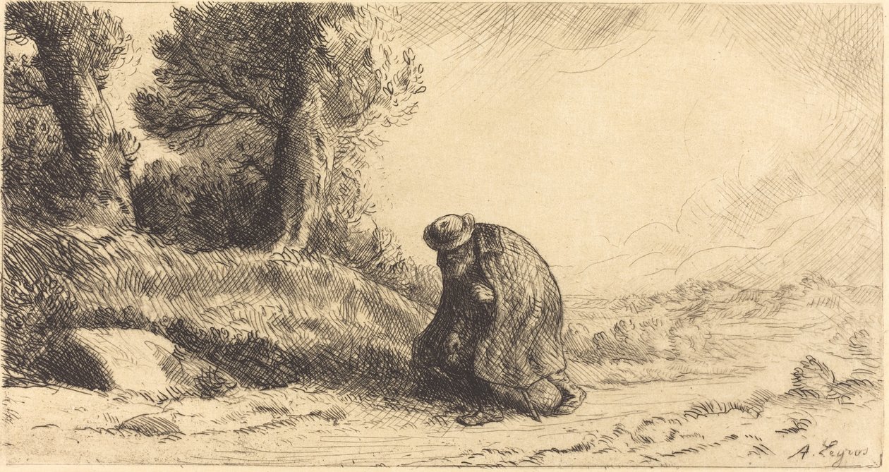 Vagabund, der eine Gasse entlanggeht von Alphonse Legros