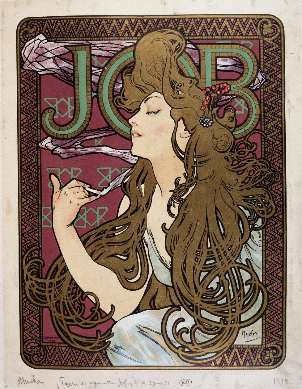 Werbeplakat für „Job Zigarettenpapier“ von Mucha
