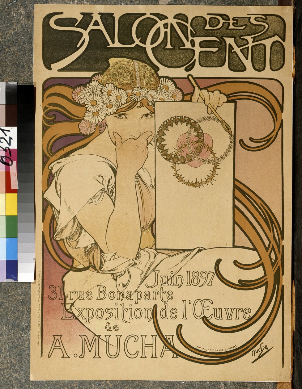 Plakat zur Ausstellung von A. Mucha im Salon des Cent, 31 rue Bonaparte in Paris, Juni 1897 von Alphonse Mucha
