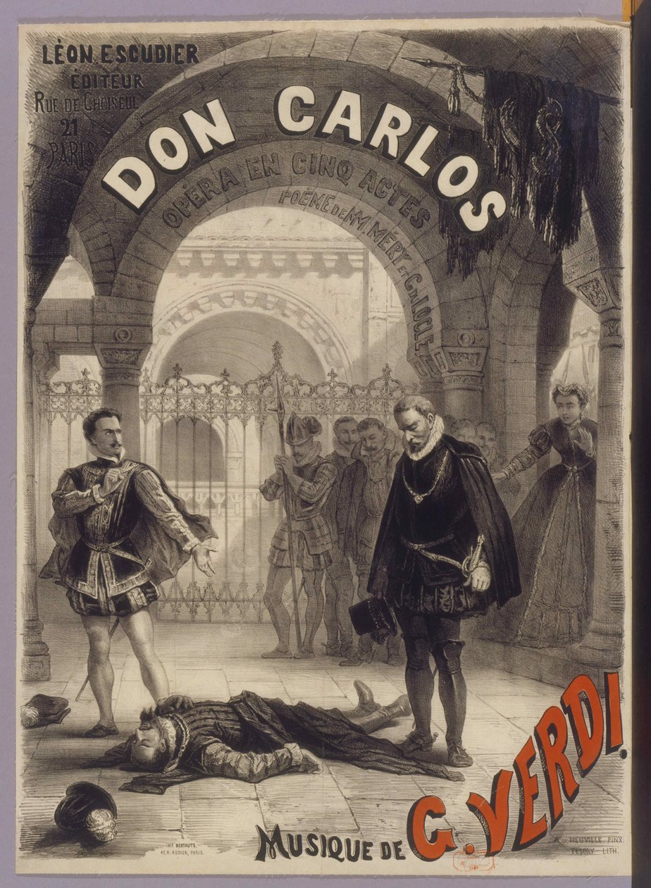 Plakat für die Oper Don Carlos von Giuseppe Verdi, 1867 von Alphonse Marie Neuville de