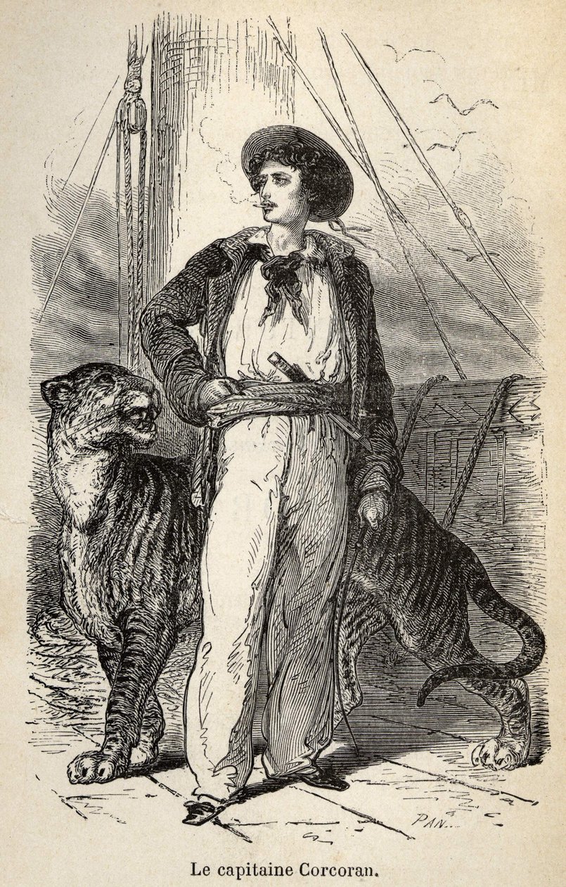 Illustration der „Wunderbaren aber authentischen Abenteuer von Kapitän Corcoran“ von Alfred Assollant, illustriert mit 25 Vignetten, die von A. de Neuville auf Holz gezeichnet wurden, Librairie Hachette et Cie in Paris von Alphonse Marie de Neuville