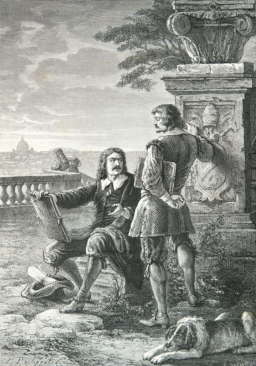 Porträt von Nicolas Poussin und Claude Gellée, genannt Le Lorrain, in Rom von Alphonse Marie de Neuville