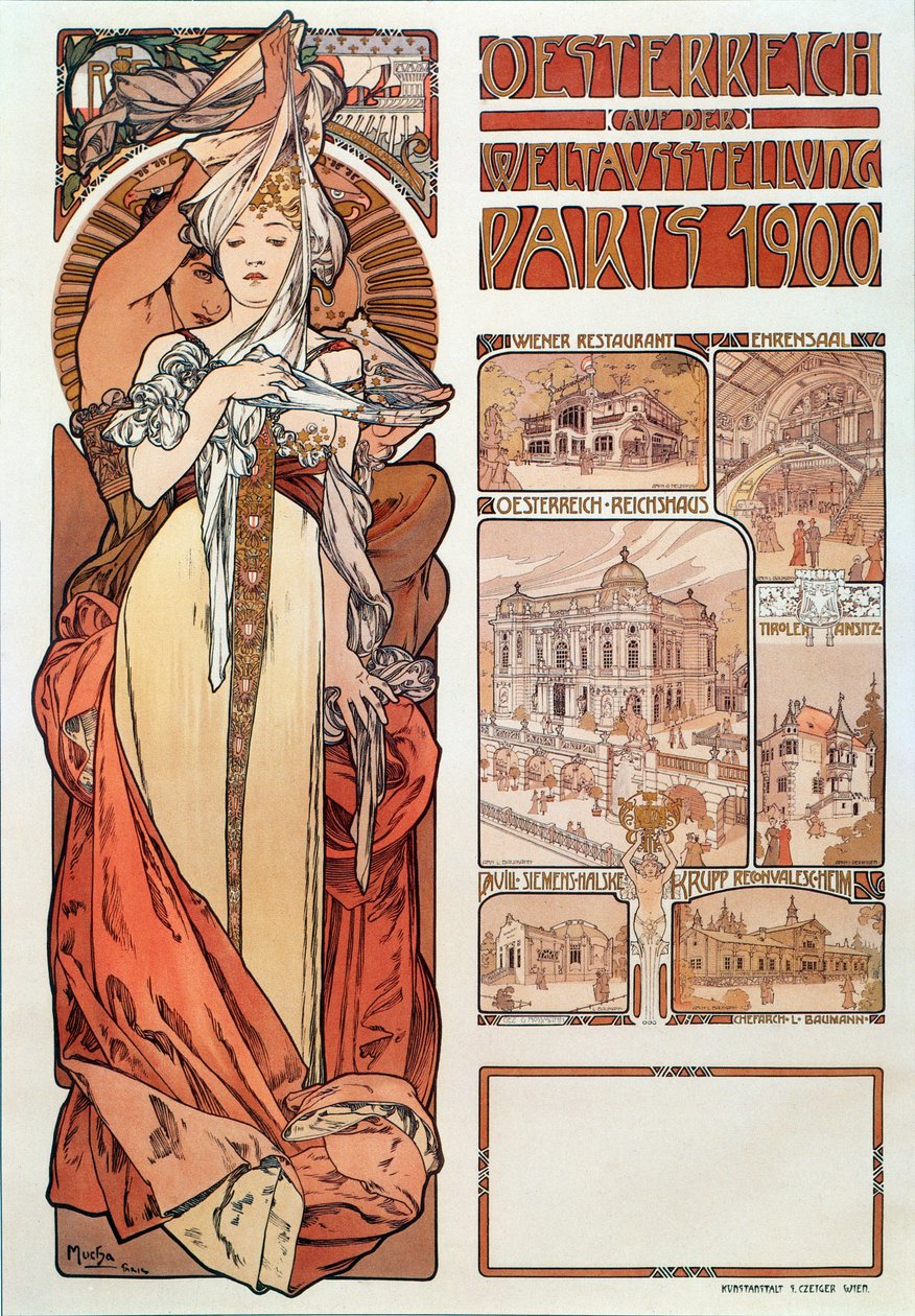 Werbeplakat von Alphonse Mucha für Österreich auf der Weltausstellung in Paris 1900 von Alphonse Mucha