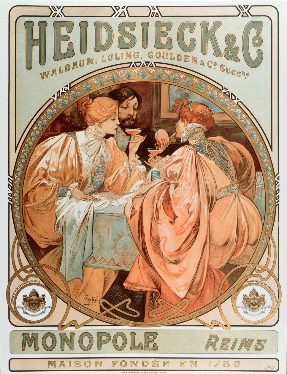 Werbeplakat für Heidsieck und Co Maison de Champagne Charles Heidsieck, Lithographie von Alphonse Mucha, 1901 von Alphonse Mucha
