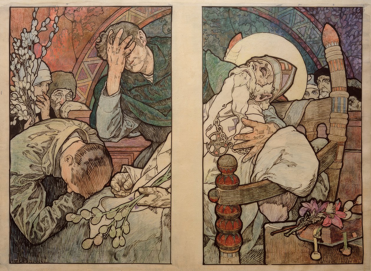 Fenster von St. Veit in Prag, Karton 1931 von Alphonse Mucha