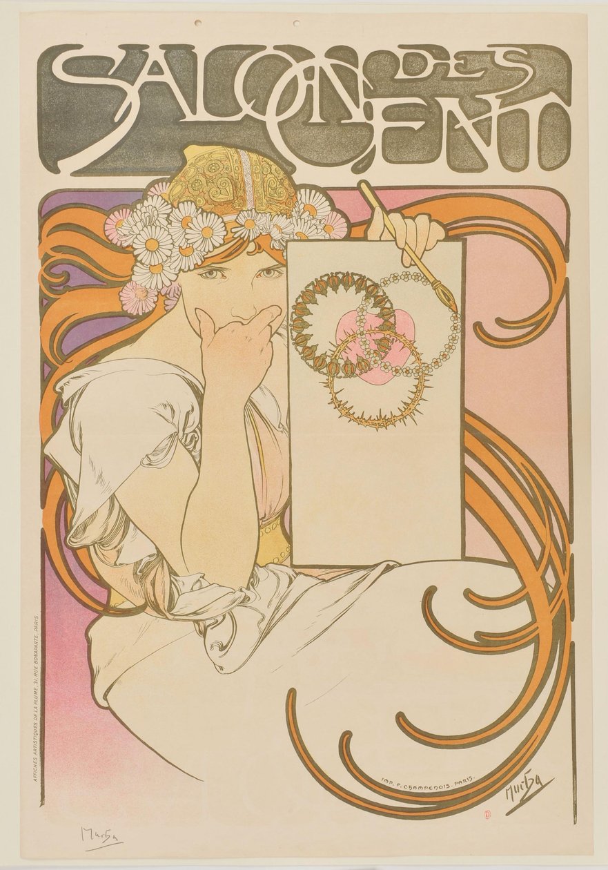 Salon des Cent. Juni 1897 (Probe vor dem Schriftzug) von Alphonse Mucha