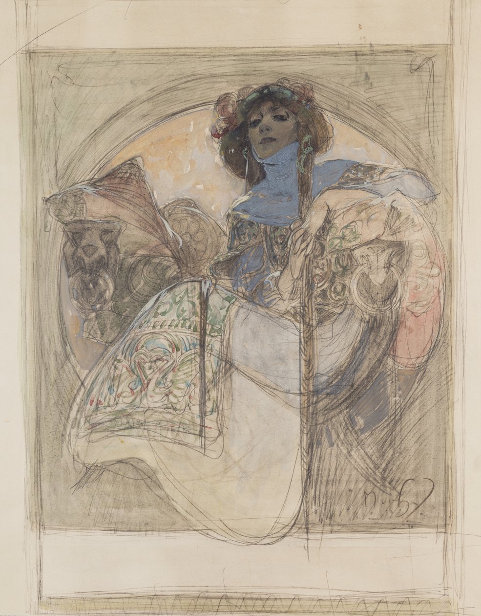 Sitzende Frau – Studie für ein Plakat, 1897 von Alphonse Mucha