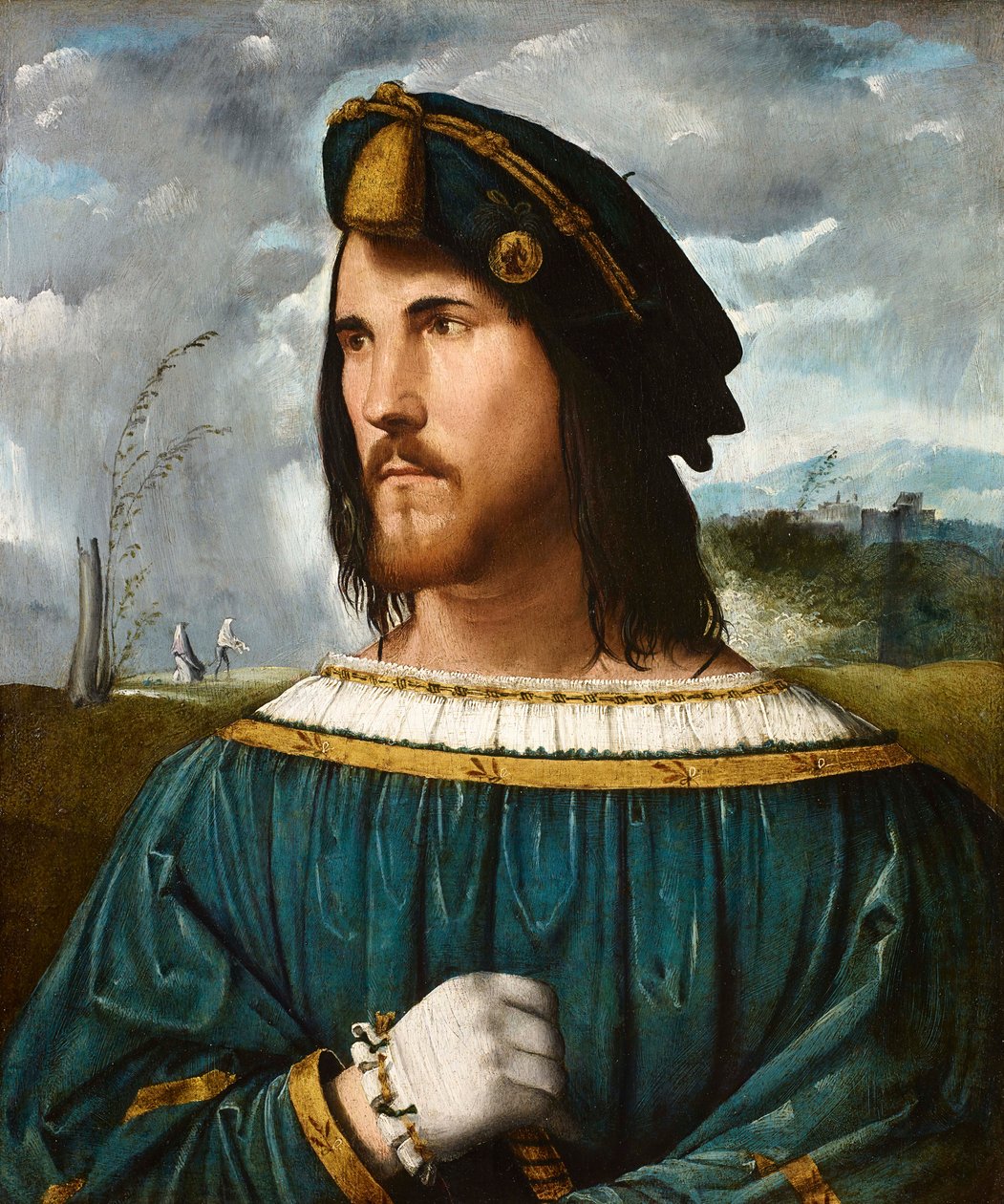Porträt eines Gentiluomo genannt Cesare Borgia, zwischen 1500 und 1524 von Altobello Melone