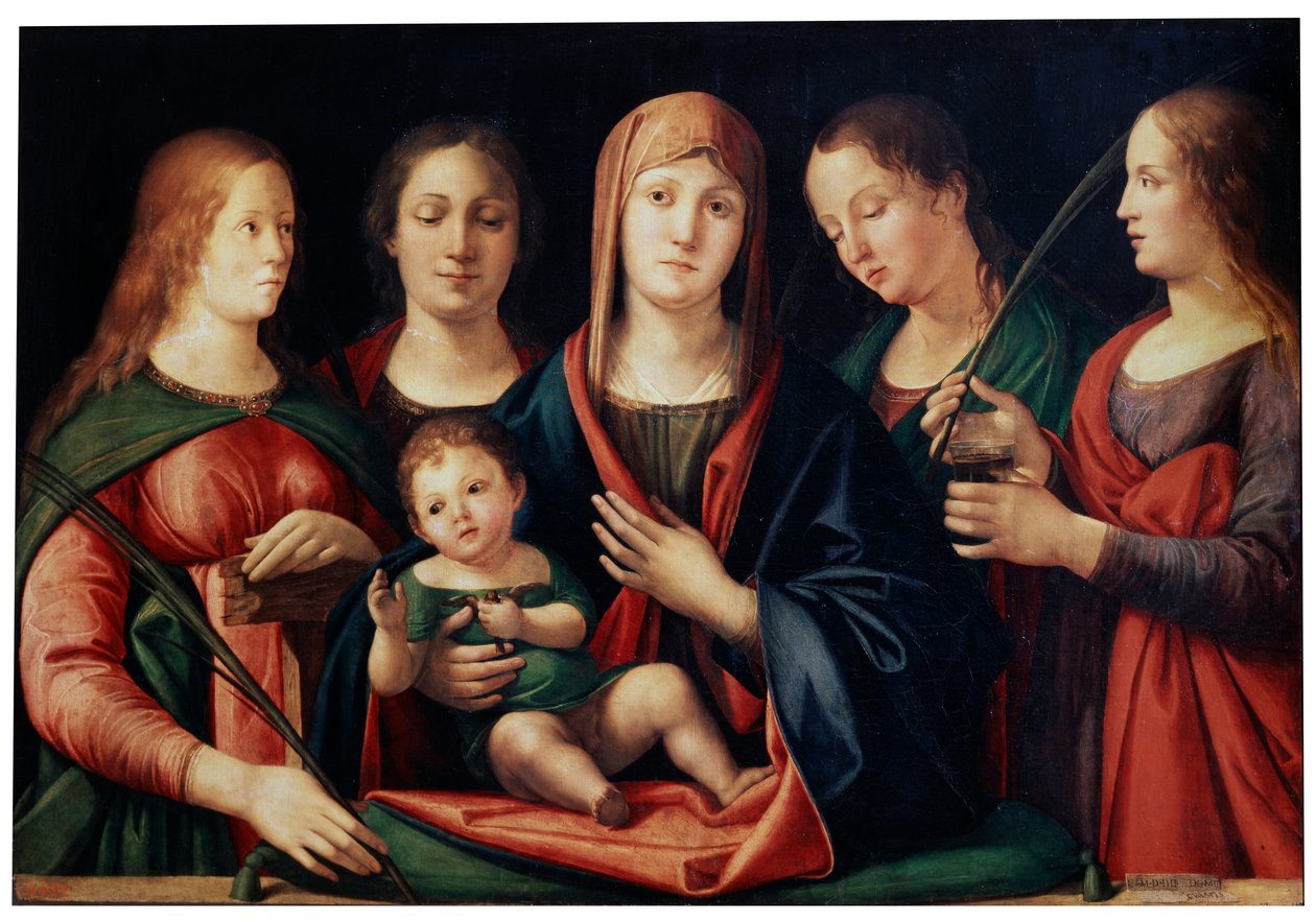 Madonna und Kind mit Maria Magdalena, der Heiligen Katharina und zwei Heiligen, 1504 von Alvise Vivarini