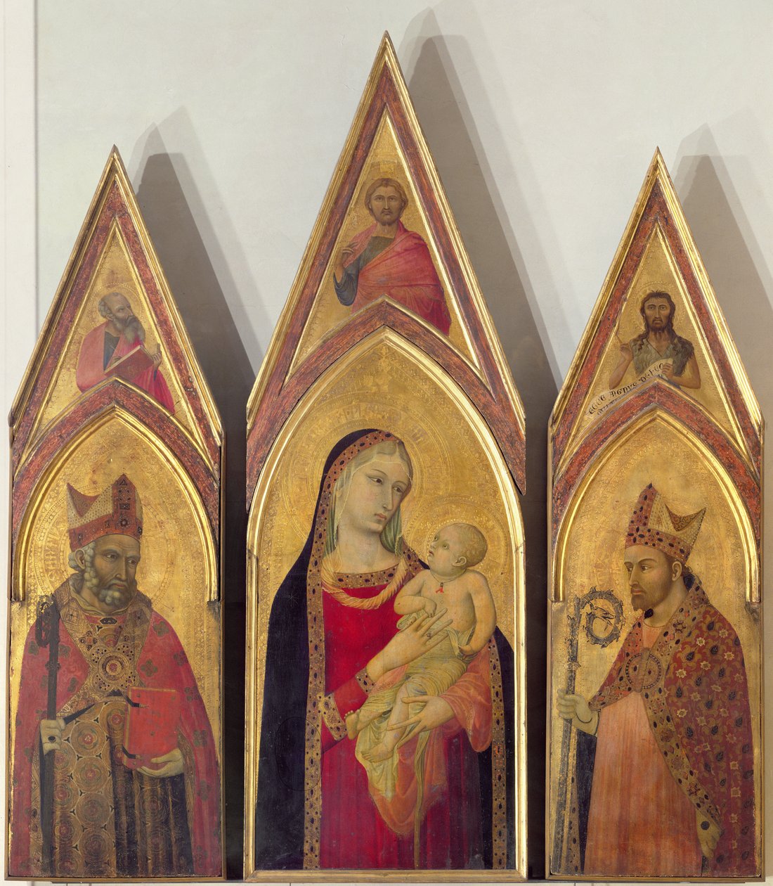 Madonna mit Kind und den Heiligen Nikolaus und Proculus, 1332 von Ambrogio Lorenzetti