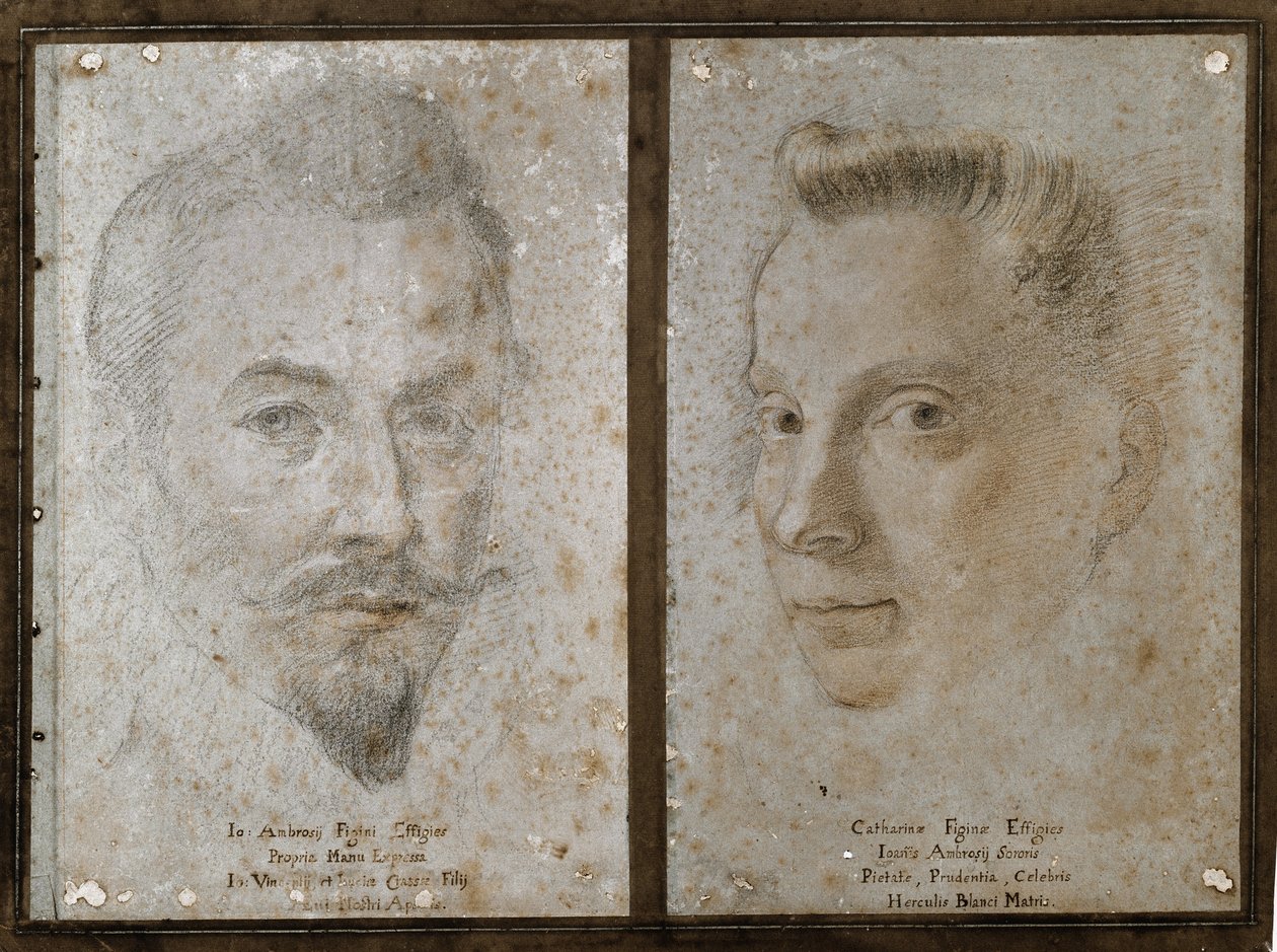 Selbstporträt und Porträt der Schwester des Malers von Ambrogio Giovanni Figino