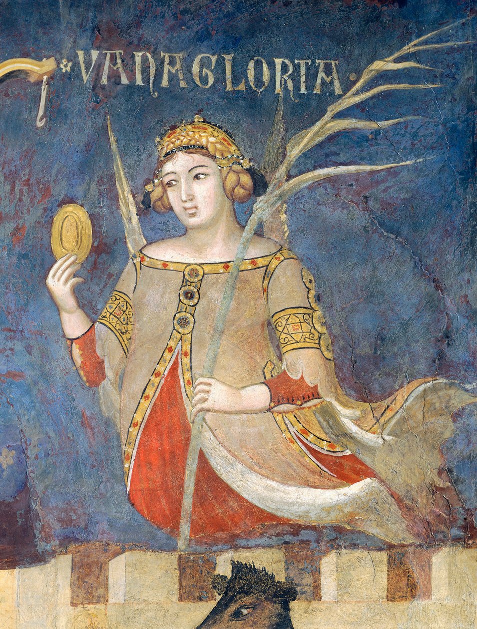 Allegorie der schlechten Regierung, Eitelkeit (Detail) von Ambrogio Lorenzetti