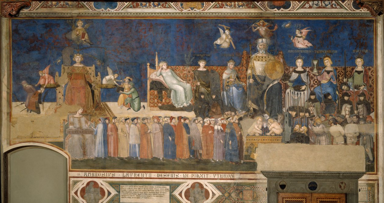 Allegorie der guten Regierung, Zyklus von Fresken, 1338-1339 von Ambrogio Lorenzetti