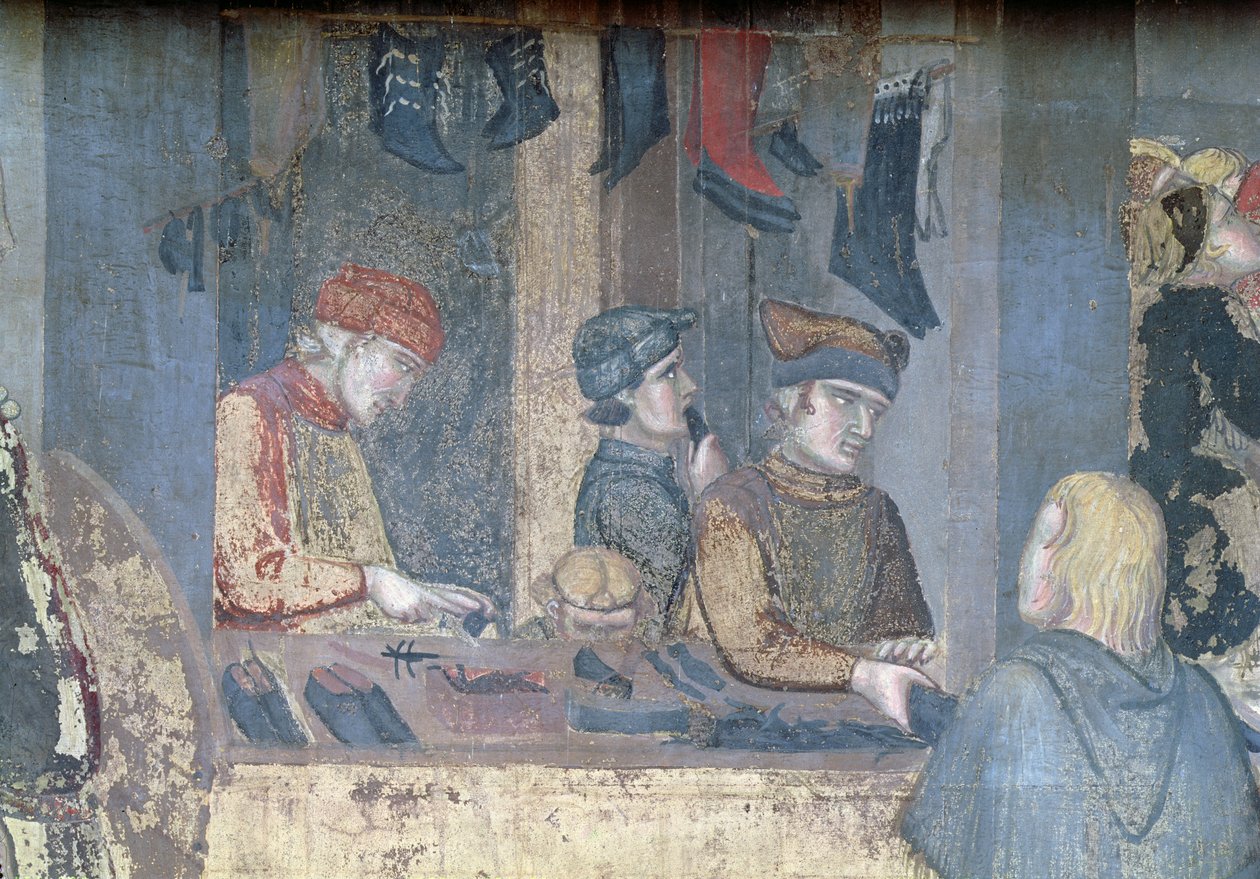Auswirkungen guter Regierung in der Stadt (Detail) von Ambrogio Lorenzetti