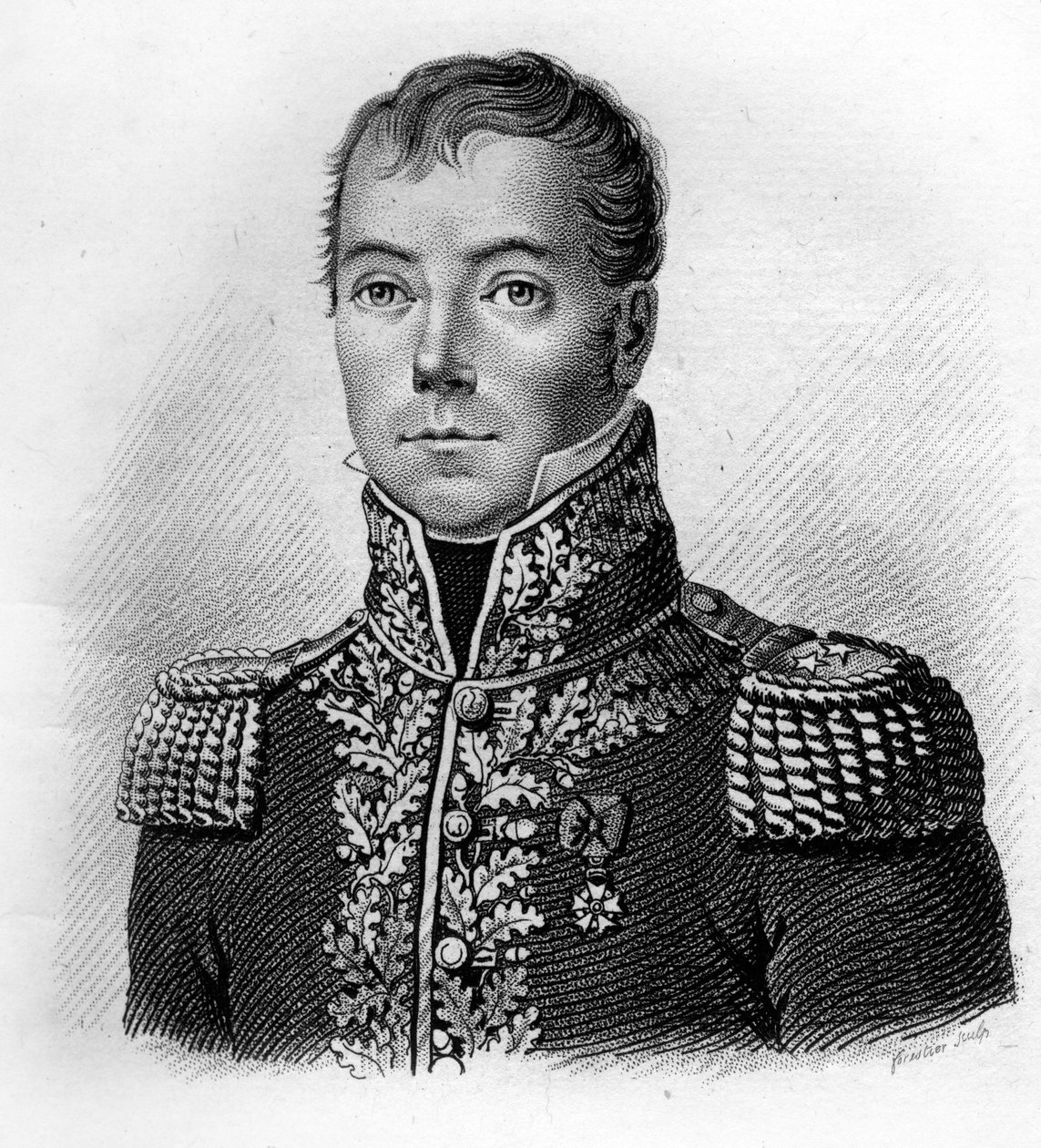 General Jean Pierre BECHÉ. 1770-1814. In „Portraits des Généraux Français“. Graviert von Ambroise Tardieu im Jahr 1818. Stella Collection von Ambroise Tardieu