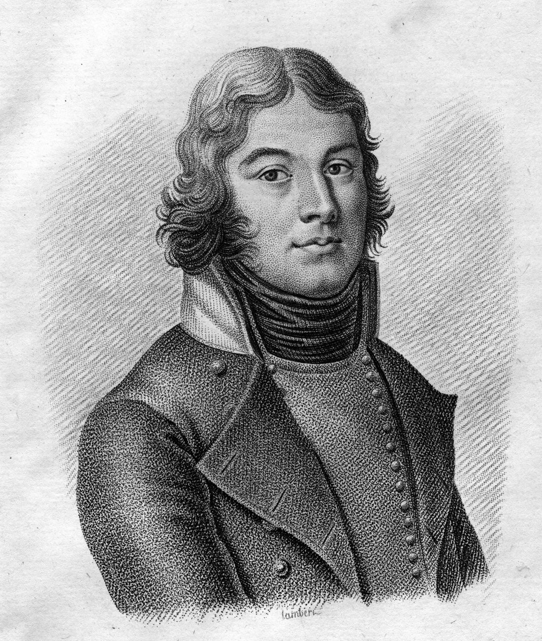 Porträt von General Lazare Louis Hoche (1768-1797) - in „Porträts der französischen Generäle nach den Siegen und Eroberungen der Franzosen“ graviert von Ambroise Tardieu 1818. Stella Sammlung von Ambroise Tardieu