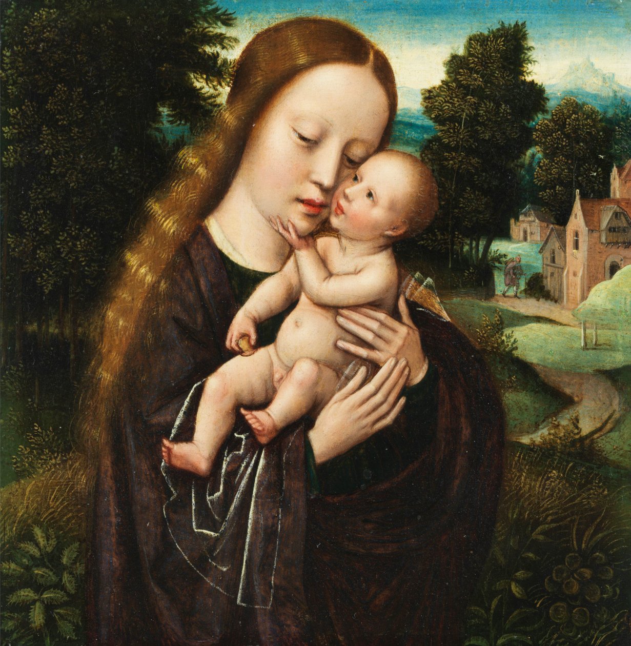 Ambrosius Benson Maria mit dem Kinde in Landschaft von Ambrosius Benson