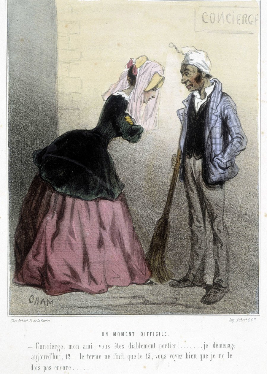 Ein schwieriger Moment (die Miete) - in „Madeleines“ von Cham, ca. 1870-1880 von Amédée de Noé