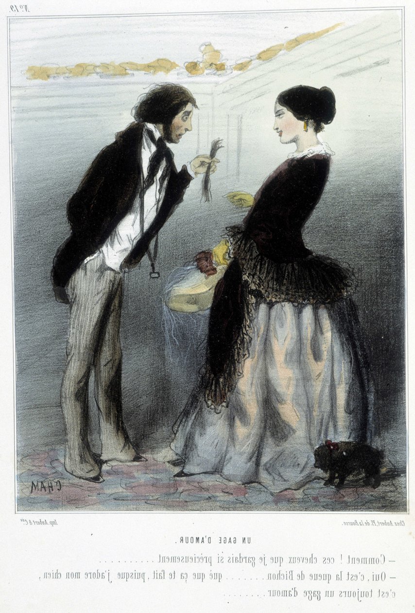 Ein Liebespfand (Karikatur) - in „Madeleines“ von Cham, ca. 1870-1880 von Amédée de Noé