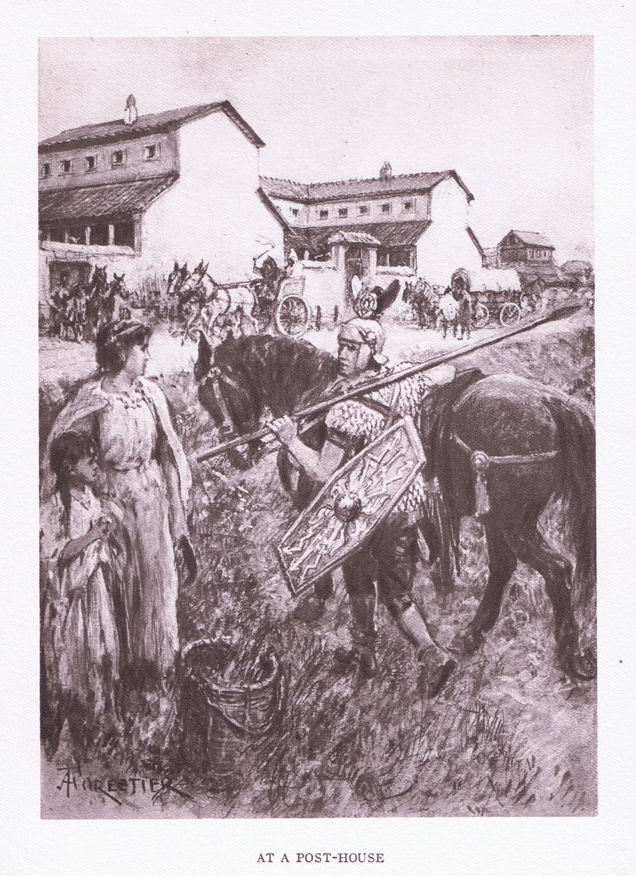 An einer Poststation, Illustration aus Der römische Soldat, 1928 von Amedee Forestier