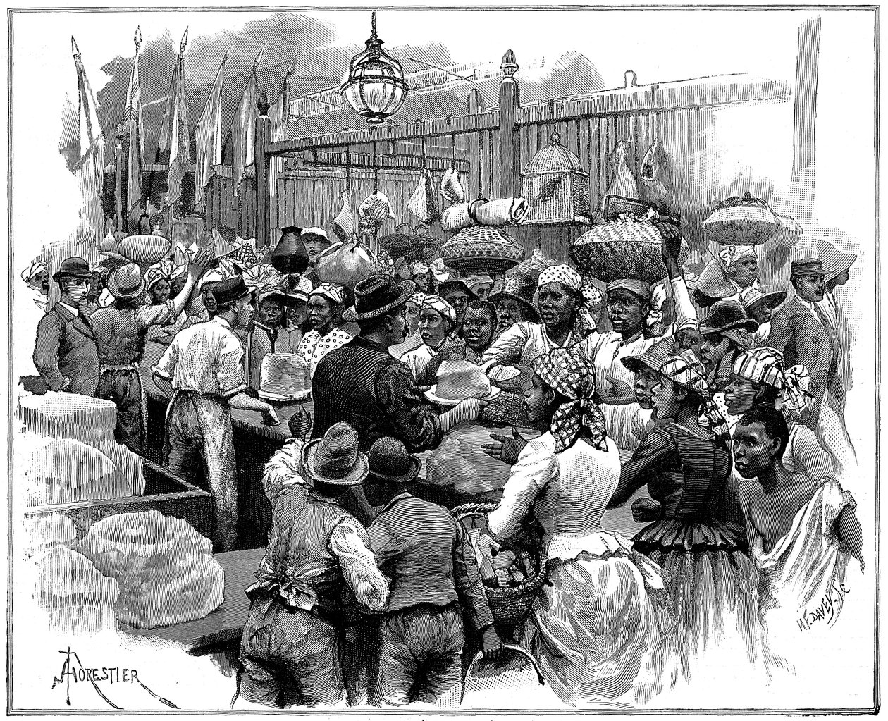 Eisstand auf dem Markt, Georgetown, Demerara, Guyana Britisch-Guayana, 1888 von Amedee Forestier
