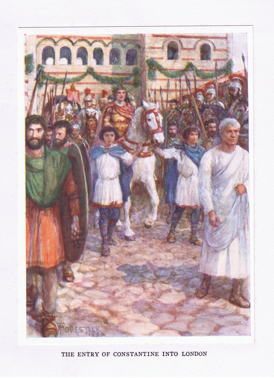 Der Einzug von Konstantin in London, Illustration aus Der römische Soldat, 1928 von Amedee Forestier