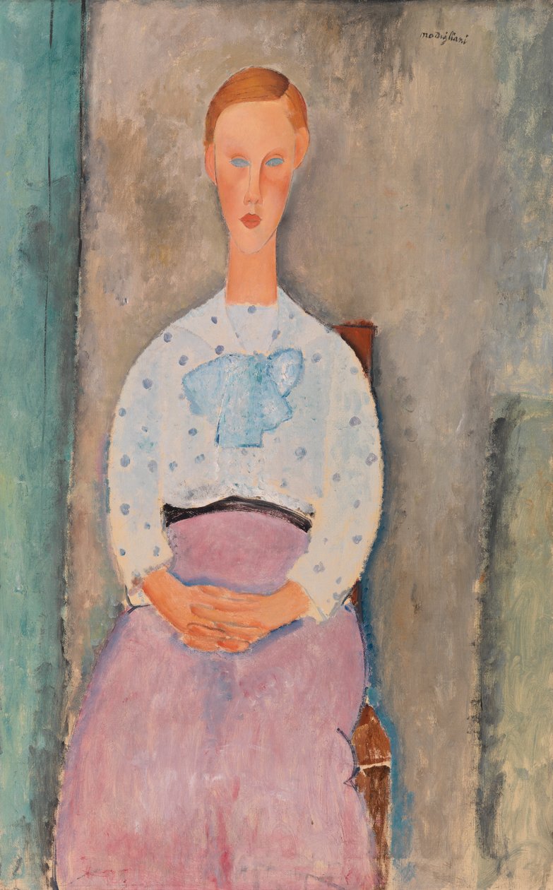 Mädchen mit gepunkteter Bluse von Amedeo Modigliani
