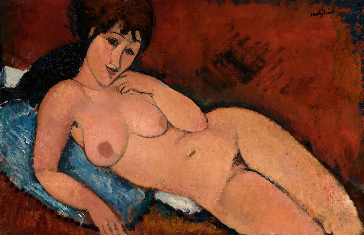 Akt auf einem blauen Kissen von Amedeo Modigliani