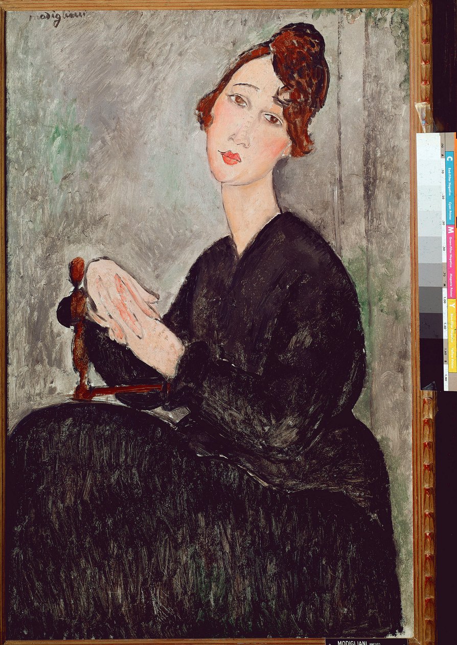 Porträt von Dedie Hayden (D.H.). Frau in Schwarz gekleidet mit melancholischem Ausdruck. Gemälde von Amedeo Modigliani (1884-1920), 1918 von Amedeo Modigliani