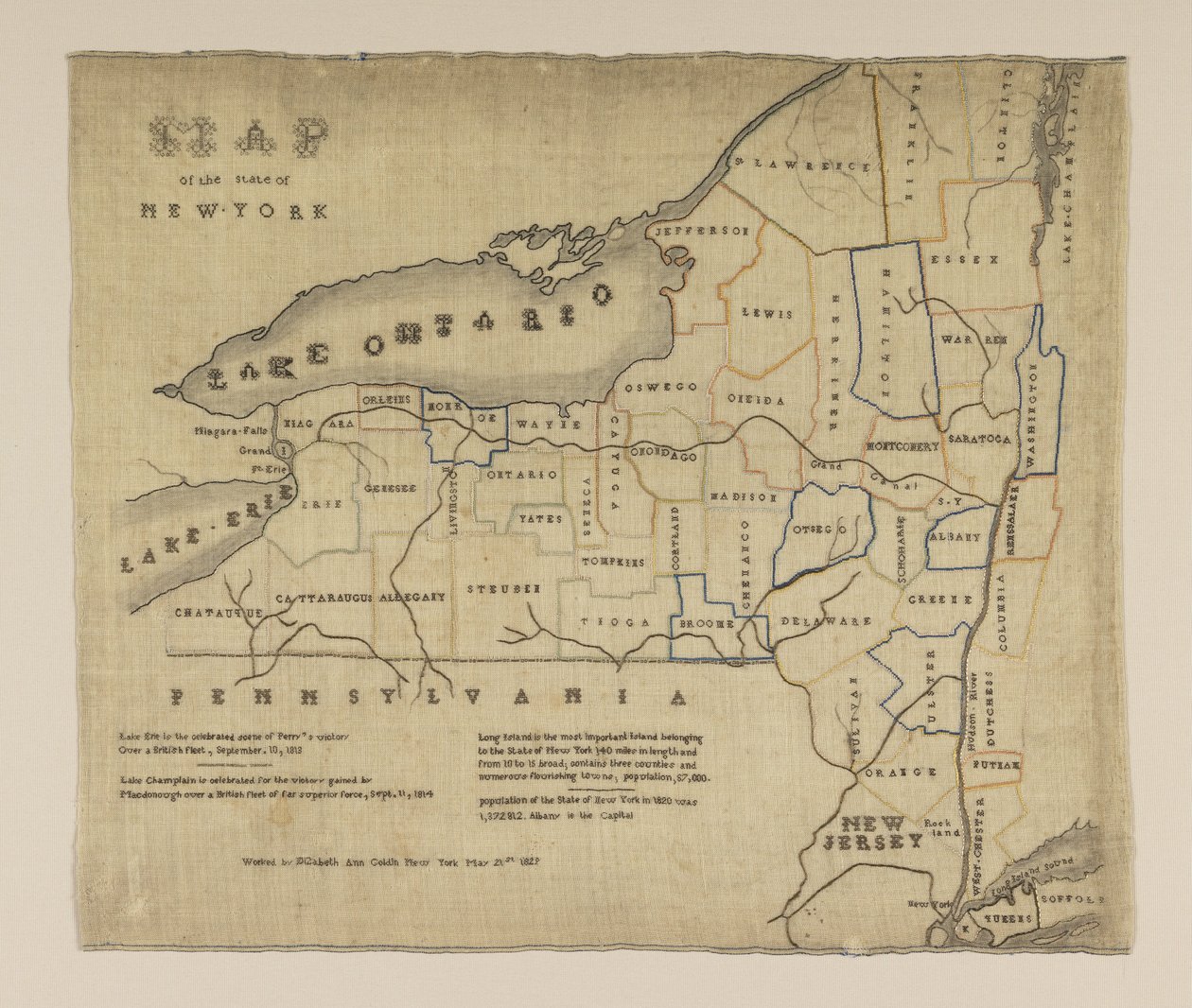 Karte des Staates New York von American Elizabeth Ann Goldin