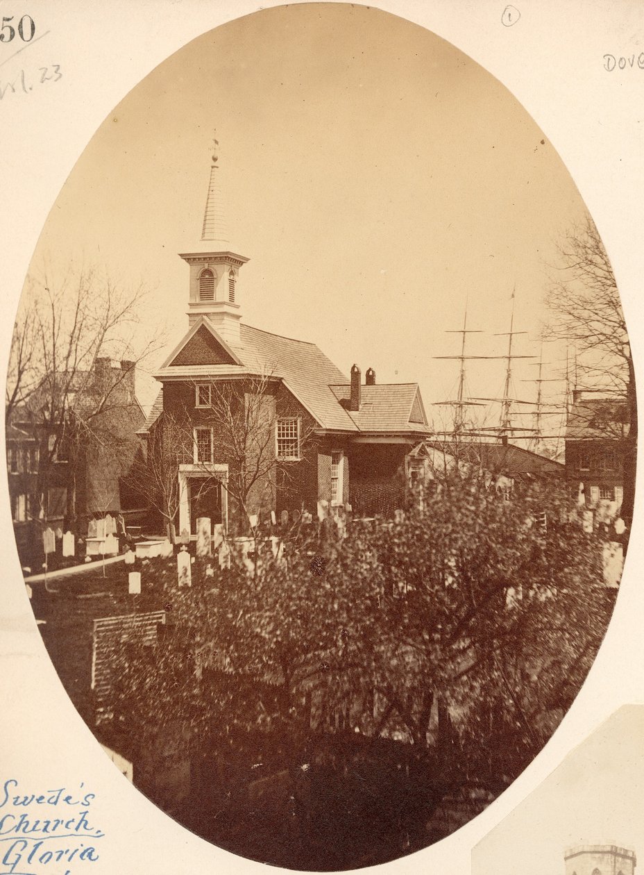 Gloria Dei (Old Swedes) Kirche, Swanson Street nahe Christian, Philadelphia, PA, 1854 von American Photographer